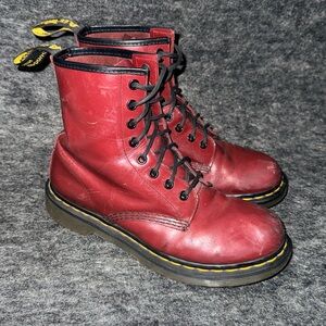 Dr. Martens Maroon Matte Combat Boots Size 39 8-8.5